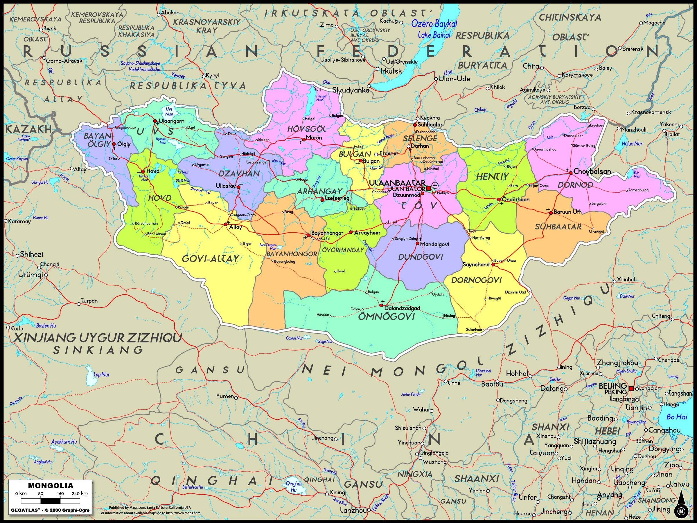 Карта границ монголии