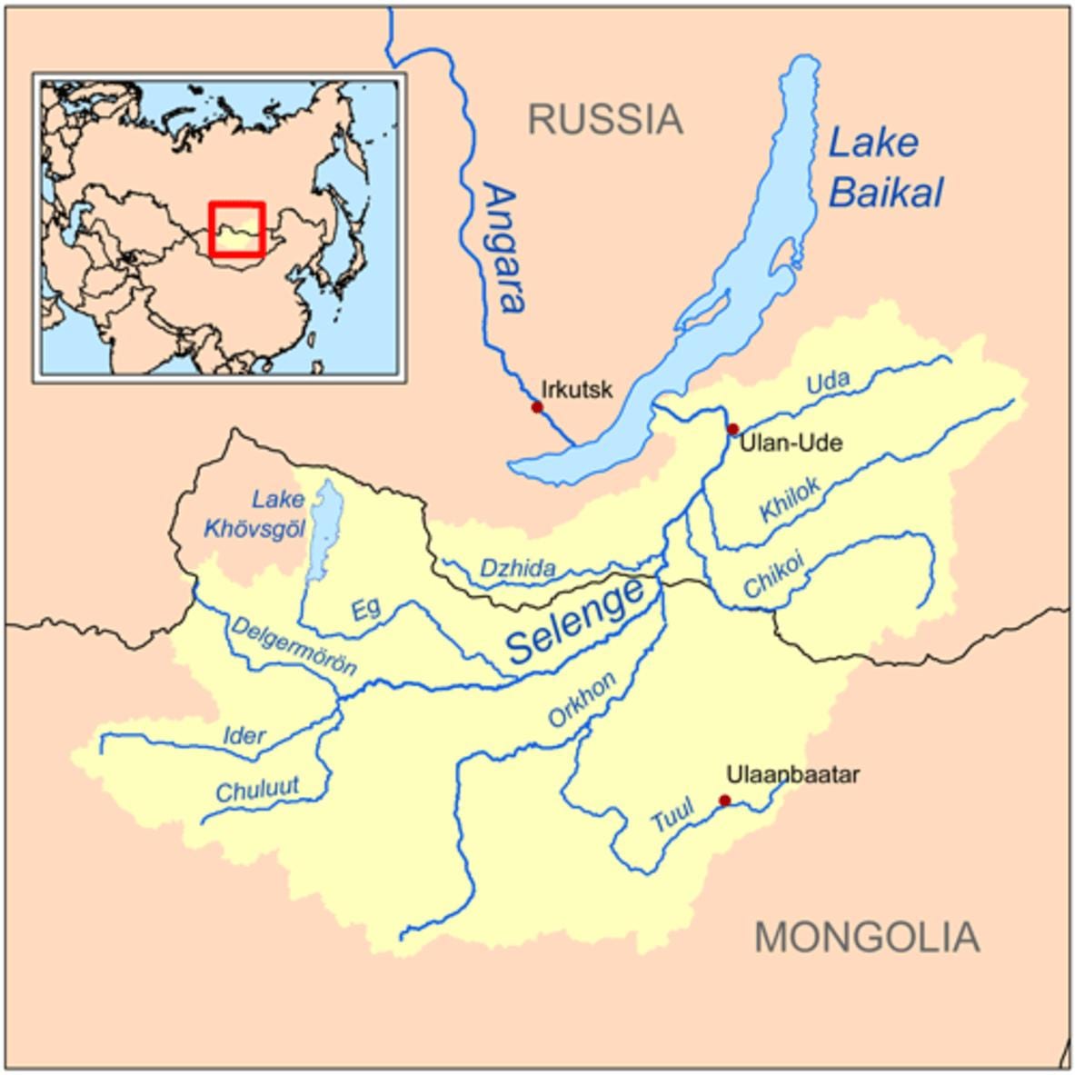 карта реки Монголии