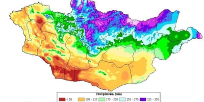 Карта Монголии плотность населения 
