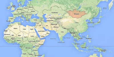 Карта мира, показывающая Монголии